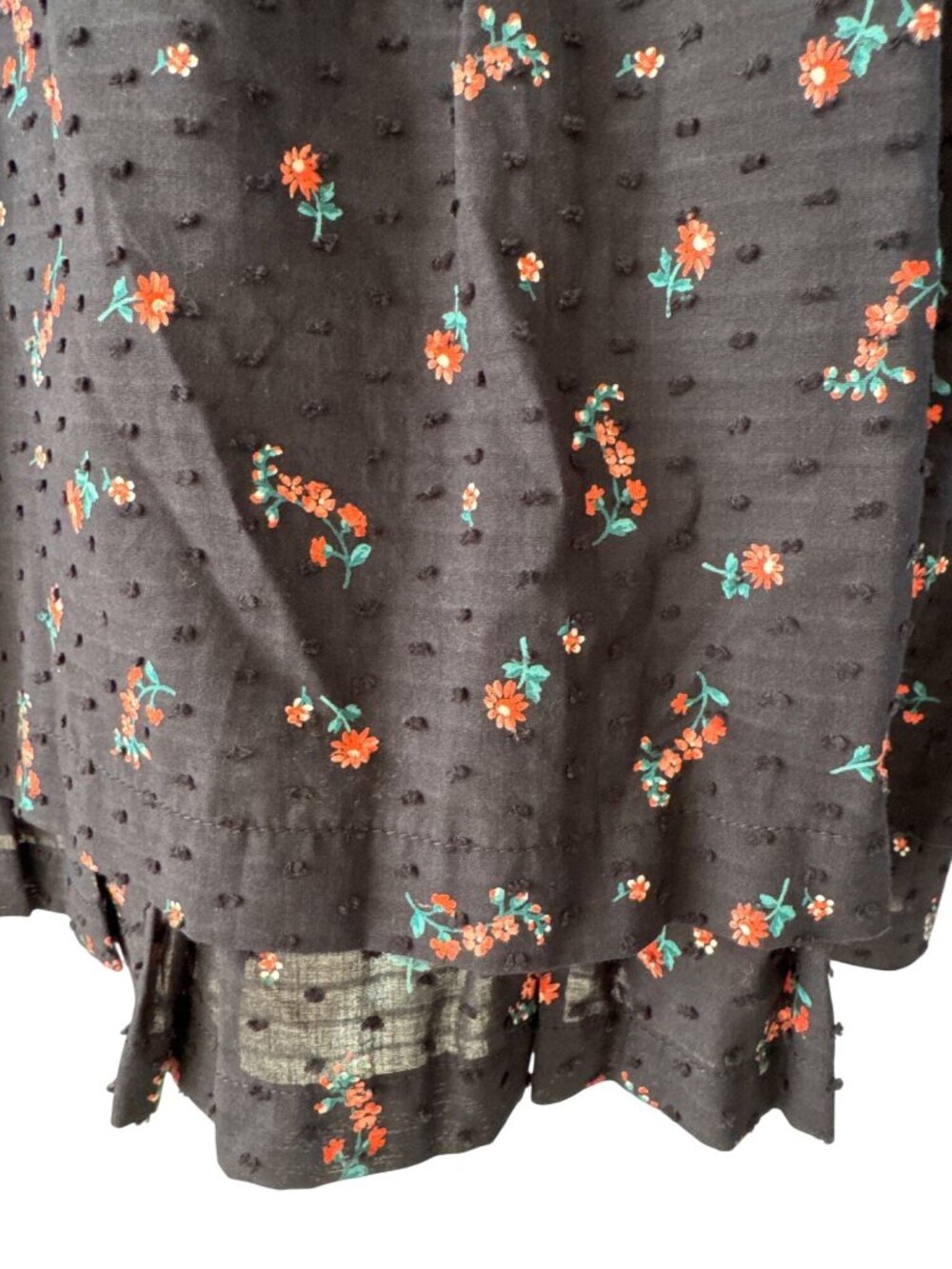 Guess Floral Halter Dress Black With Dotted Texture & Red Flowers Zip Back Size - Picture 7 of 11